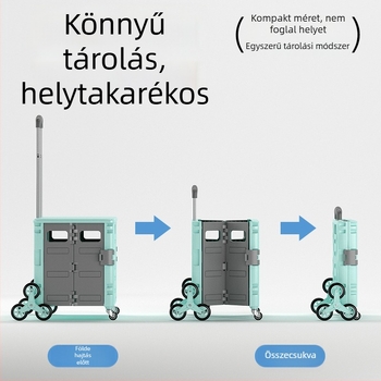 Összecsukható hordozható négykerekű bevásárlókocsi, alumíniumötvözet, teherbírás 60 kg, 3,2 kg tömeg, Zhejiangban gyártva