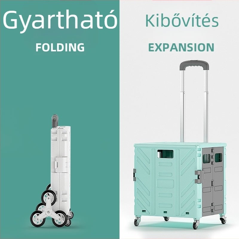 Összecsukható hordozható négykerekű bevásárlókocsi, alumíniumötvözet, teherbírás 60 kg, 3,2 kg tömeg, Zhejiangban gyártva