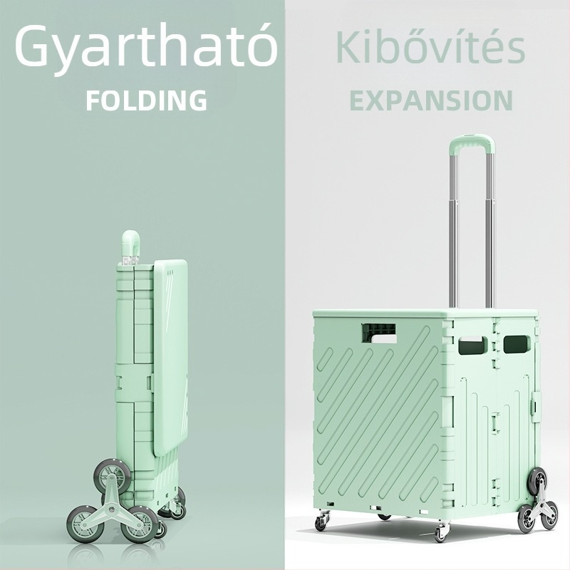 Összecsukható hordozható négykerekű bevásárlókocsi, alumíniumötvözet, teherbírás 60 kg, 3,2 kg tömeg, Zhejiangban gyártva