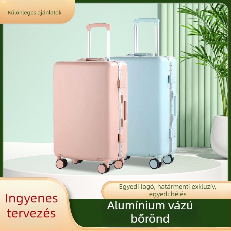 Alumínium vázú bőrönd, ABS+PC burkolat, TSA kombinációs zár, 3 kg, univerzális forgó kerekek