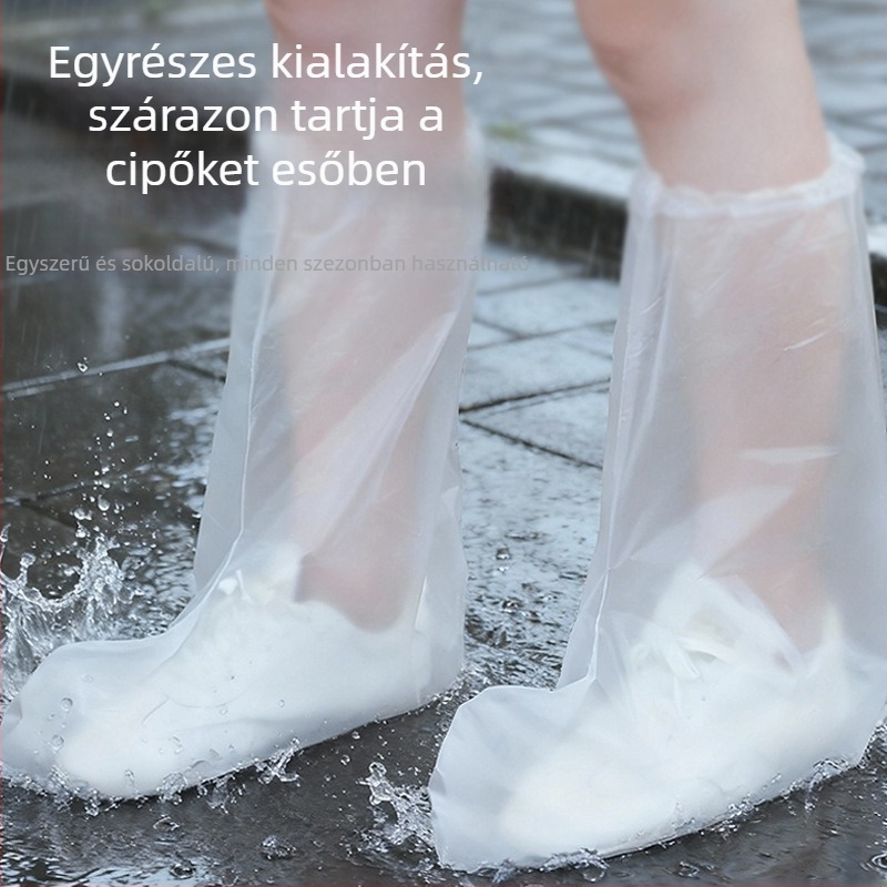 Egyszer használatos PE cipővédők esőre, vízálló, magas szárú, kopásálló, 0,5 mm vastagságú