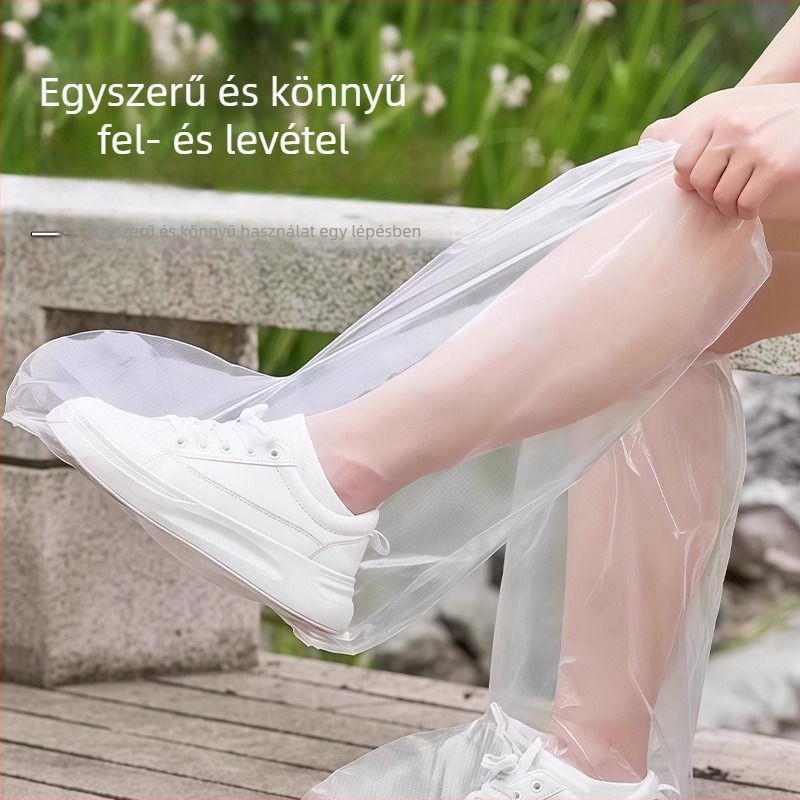 Egyszer használatos PE cipővédők esőre, vízálló, magas szárú, kopásálló, 0,5 mm vastagságú