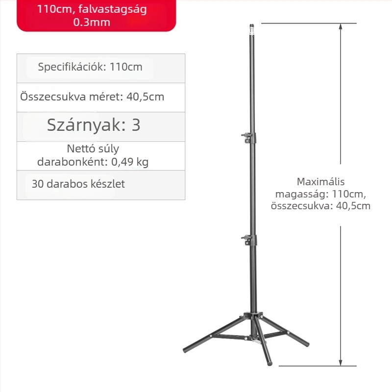 Tusheng Padlón álló állvány mobiltelefonhoz — Vas konstrukció, 0,5 kg, 2–3 szakasz