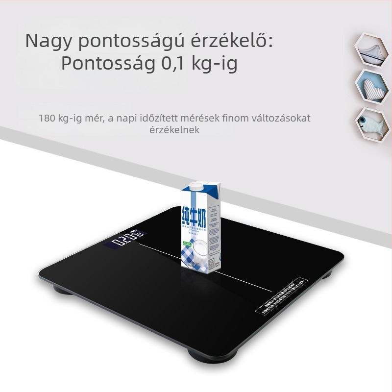 Háztartási multifunkcionális digitális mérleg üvegfelülettel, 180 kg-ig