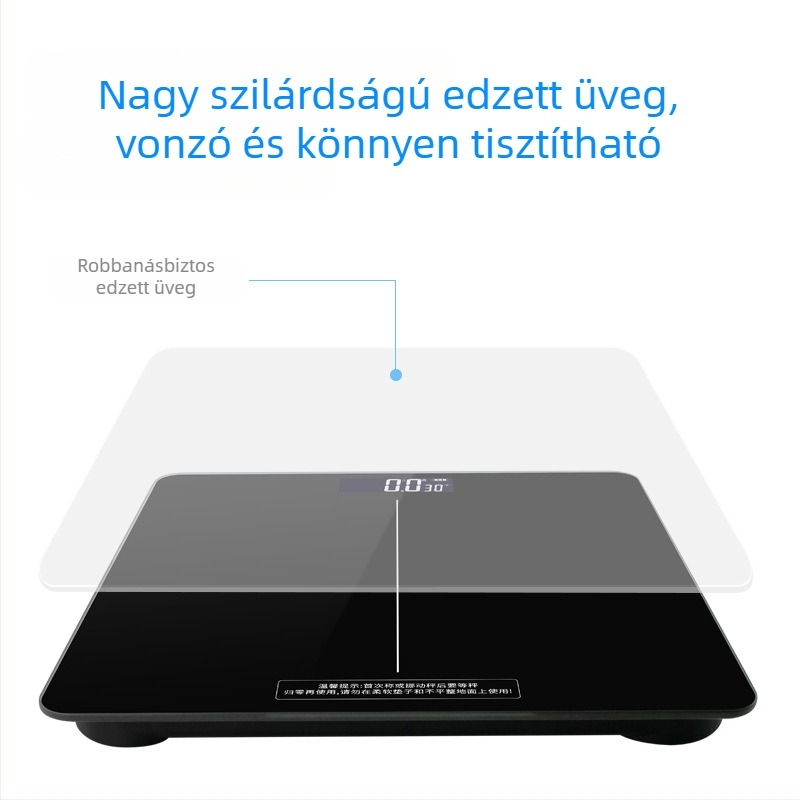 Háztartási multifunkcionális digitális mérleg üvegfelülettel, 180 kg-ig