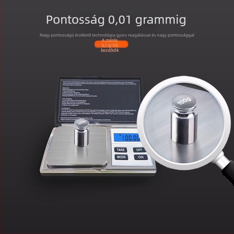 DS08 Digitális mérleg 0,01 g, zsebméretű ékszer-mérleg, mini gramm mérleg, kiváló precizitás