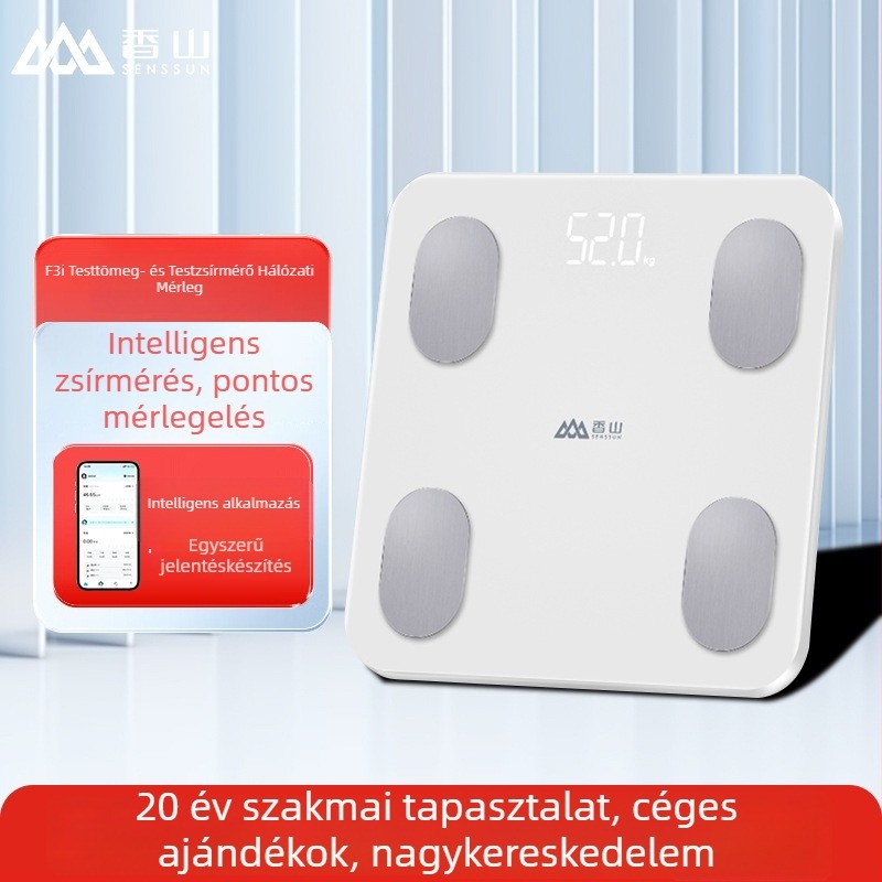 Fragrant Mountain F3I testzsírszázalék-mérleg — kiváló pontosság, méri a testsúlyt és a testzsírszázalékot, 4 AA elemről működik, egyszerű kialakítású, általános használatra
