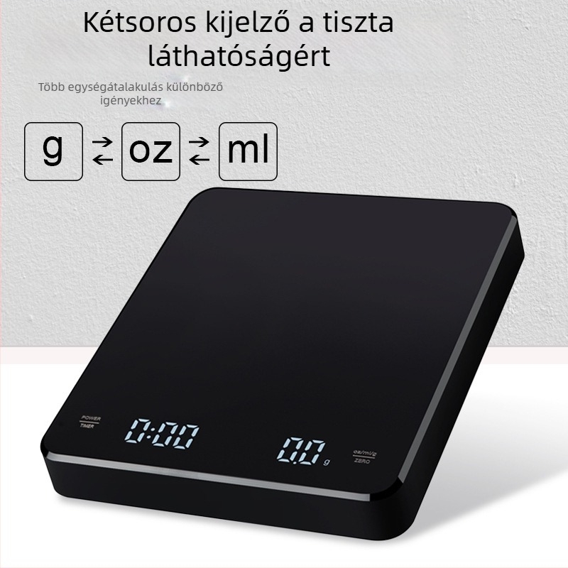 Töltésre képes kávémérleg, 3 kg kapacitású elektronikus konyhai mérleg, 0,1 g pontossággal, gyors töltés, otthoni okos használat