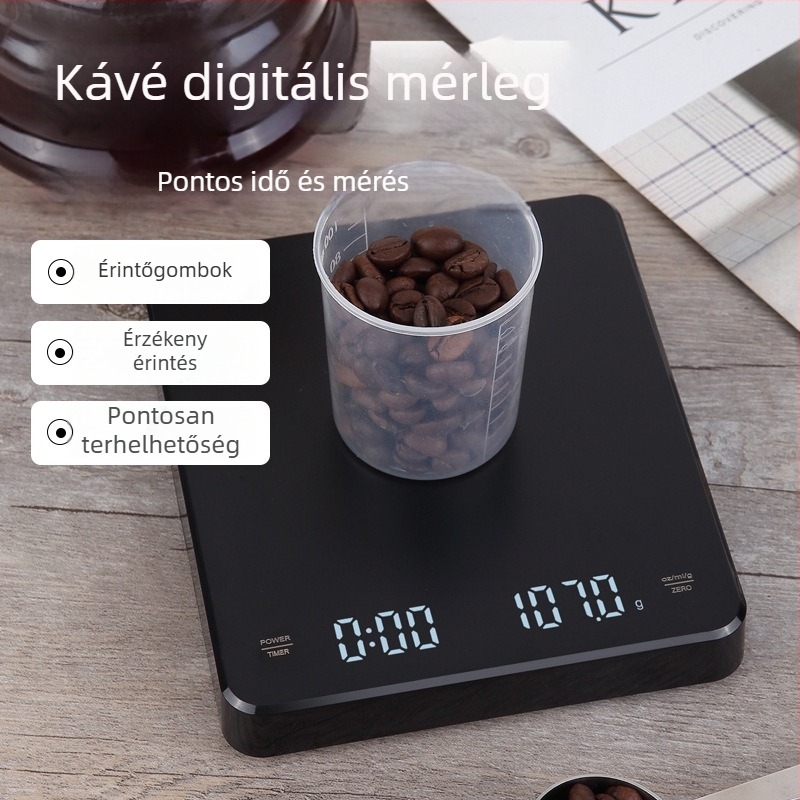 Töltésre képes kávémérleg, 3 kg kapacitású elektronikus konyhai mérleg, 0,1 g pontossággal, gyors töltés, otthoni okos használat