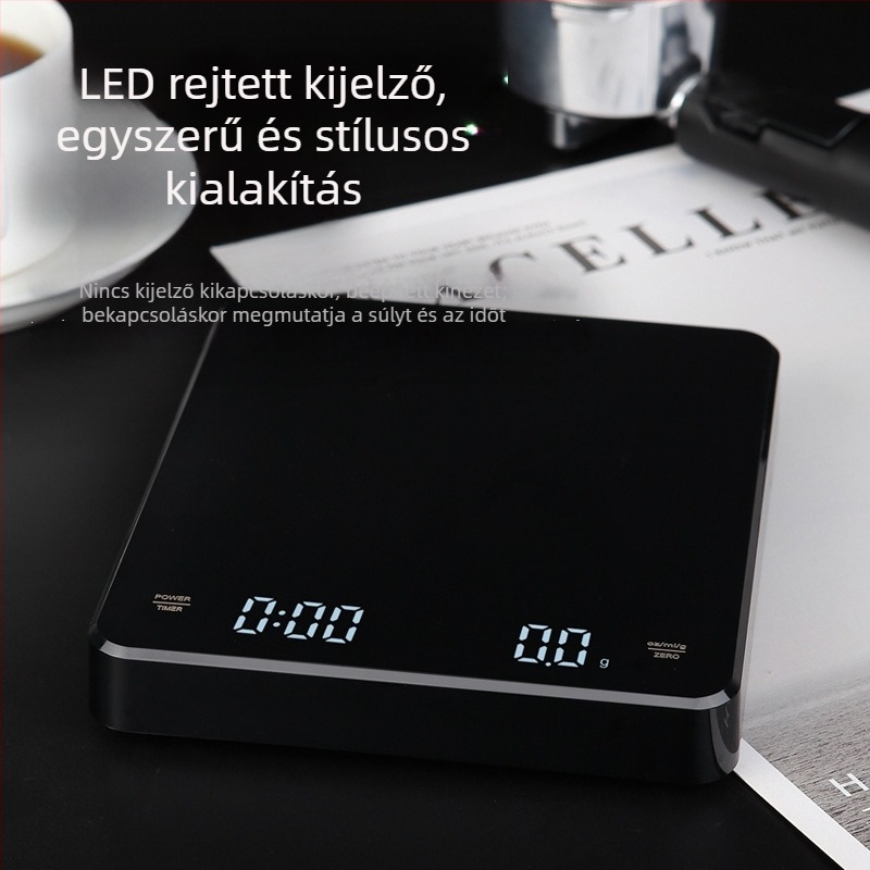 Töltésre képes kávémérleg, 3 kg kapacitású elektronikus konyhai mérleg, 0,1 g pontossággal, gyors töltés, otthoni okos használat