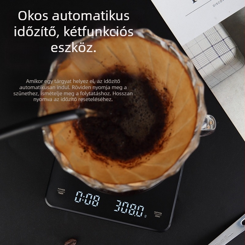 Töltésre képes kávémérleg, 3 kg kapacitású elektronikus konyhai mérleg, 0,1 g pontossággal, gyors töltés, otthoni okos használat