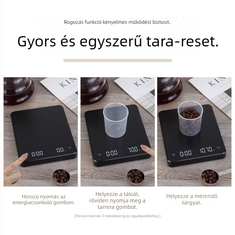 Töltésre képes kávémérleg, 3 kg kapacitású elektronikus konyhai mérleg, 0,1 g pontossággal, gyors töltés, otthoni okos használat