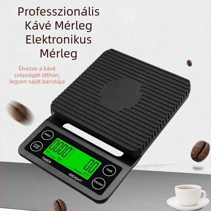 Changxie C07 Elektronikus konyhai mérleg kávéhoz, 0,1 g pontosság, kapacitás 5 kg, időzítő, HD kijelző