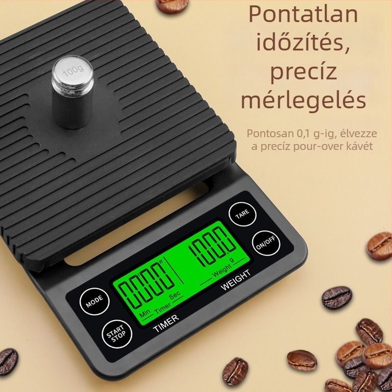 Changxie C07 Elektronikus konyhai mérleg kávéhoz, 0,1 g pontosság, kapacitás 5 kg, időzítő, HD kijelző