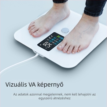 Dt-905a intelligens testösszetétel mérő, négyszögletes formájú, panelen edzett üveg, testzsír és testvíz mérése, akkumulátoros működés, külső táplálás lehetősége
