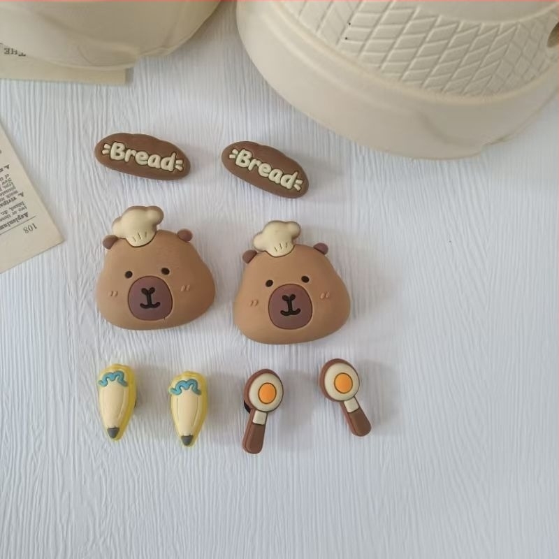 Textil cipő 3D capybara motívummal, DIY csattal és levehető virág dekorációval