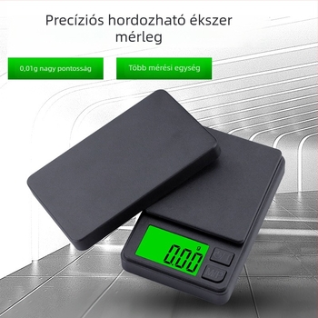 Precíziós digitális mérleg ékszerekhez, kompakt elektronikus mérleg, mérési tartomány 0,01 g–1 kg, modell T2, két AAA elemről működik