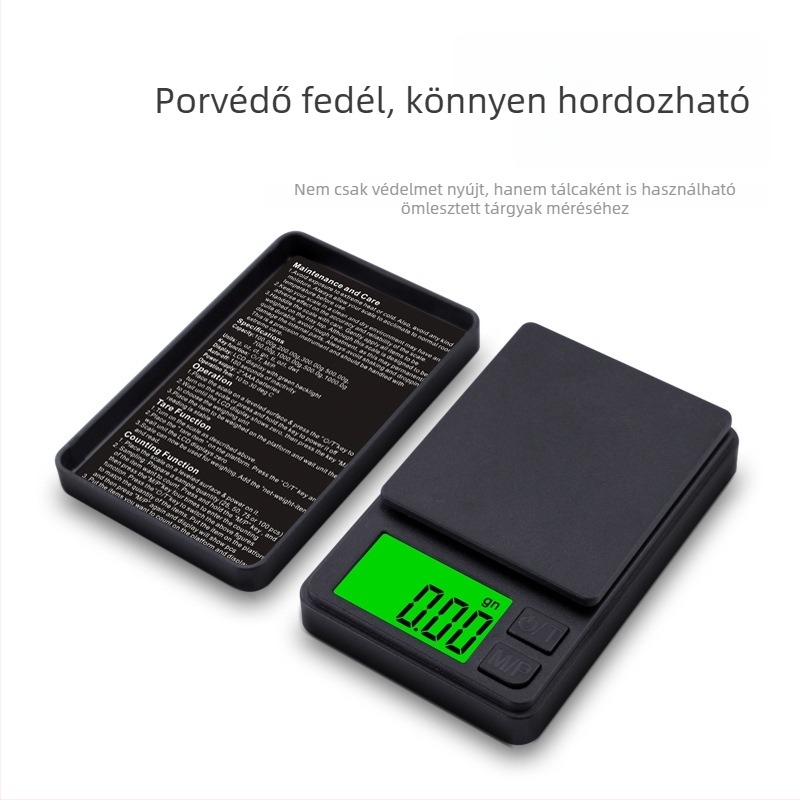 Precíziós digitális mérleg ékszerekhez, kompakt elektronikus mérleg, mérési tartomány 0,01 g–1 kg, modell T2, két AAA elemről működik