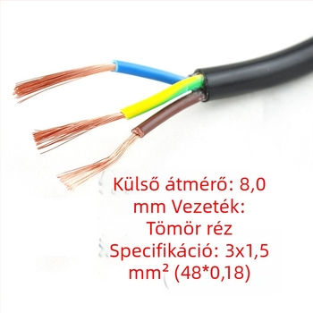 3×1,5 mm² nagy teljesítményű tiszta réz tápkábel rizsfőzőhöz, Hongkong hárompontos csatlakozóval, angol szabvány
