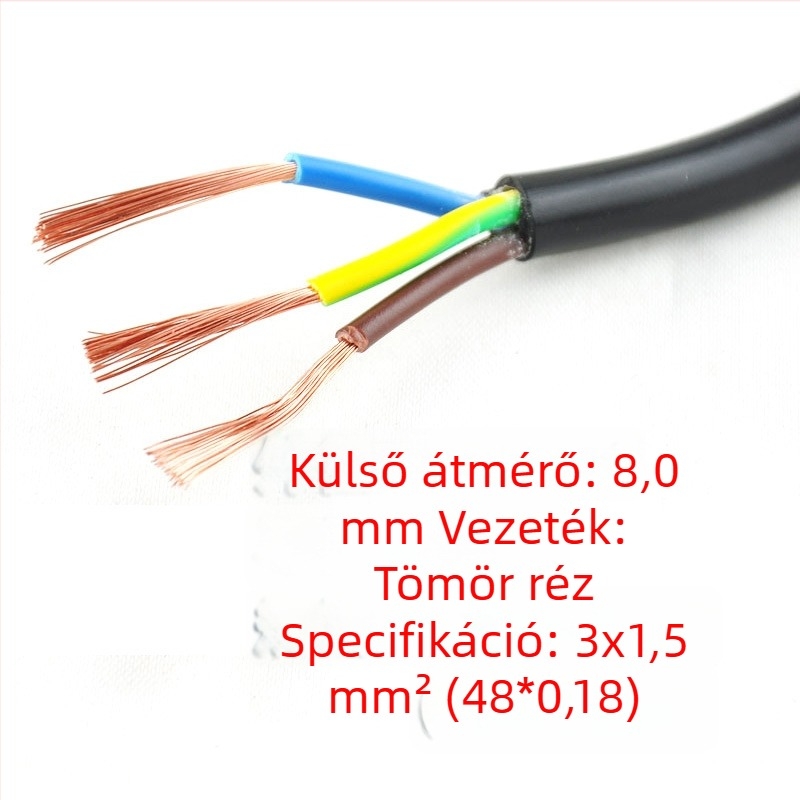 3×1,5 mm² nagy teljesítményű tiszta réz tápkábel rizsfőzőhöz, Hongkong hárompontos csatlakozóval, angol szabvány