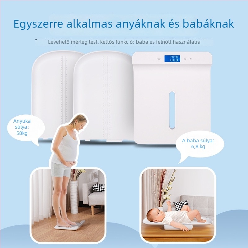 Baba elektronikus magasság- és testsúlymérleg, modell B2H, 1–15 kg kapacitás, elektronikus mérés, 3V tápegység