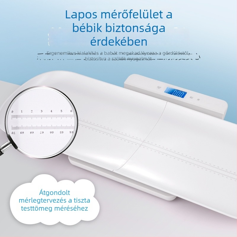 Baba elektronikus magasság- és testsúlymérleg, modell B2H, 1–15 kg kapacitás, elektronikus mérés, 3V tápegység