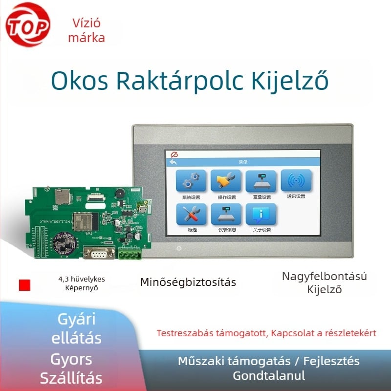 Raktárhoz tervezett asztali elektronikus mérleg, 4,3 hüvelykes érintőképernyővel és nagy pontosságú PCB-vel