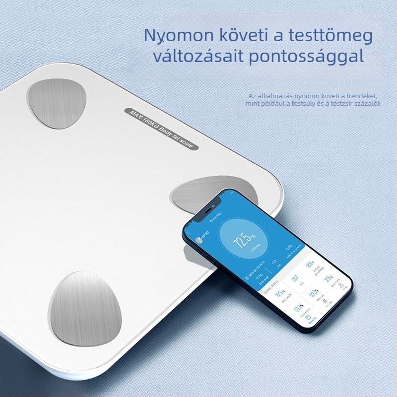 Bluetoothos testzsírmérő mérleg, pontos digitális mérések az egészségért