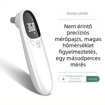Csecsemők fülhőmérője, orvosi minőségű, intelligens, E01 modell, CE tanúsítvány, Magas hőmérséklet riasztás, Történeti adatok tárolása