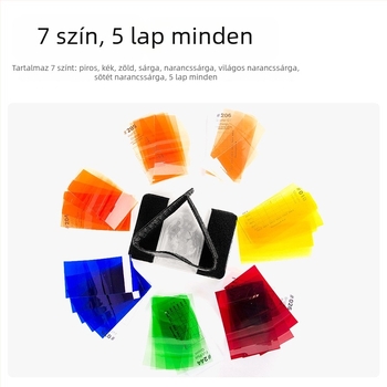 CF-07 kamera vaku szűrő négyszögletes fényhez, 7 színű hőmérséklet-változtató lap (Súly: 100 g; Csomagolás: 1 db)