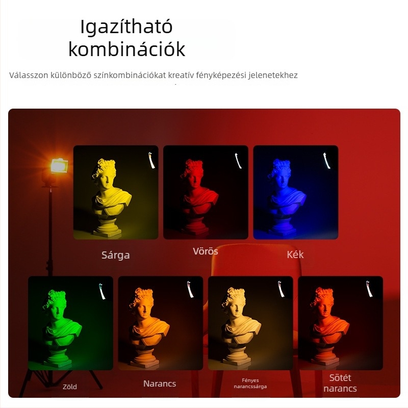 CF-07 kamera vaku szűrő négyszögletes fényhez, 7 színű hőmérséklet-változtató lap (Súly: 100 g; Csomagolás: 1 db)