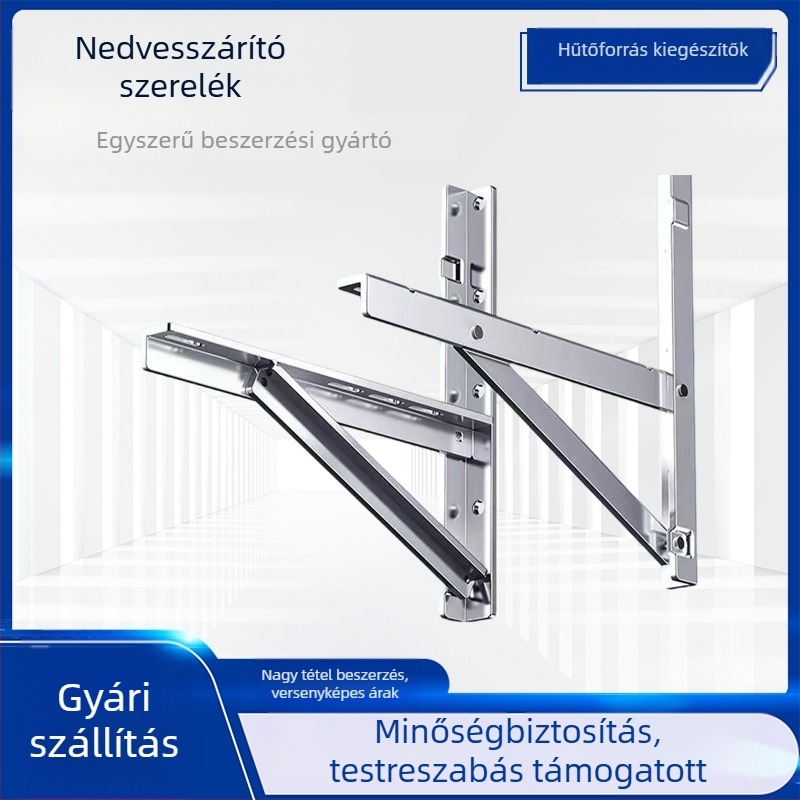 Légkondicionáló tartó rozsdamentes acélból, kültéri falra szerelhető, polírozott felülettel, modern minimalista stílus