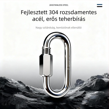 Chuanchuang zárható karabiner rozsdamentes acélból, 304-as, O- alakú, teherbírás 3500 kg