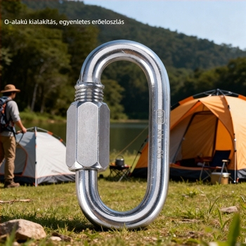 Chuanchuang zárható karabiner rozsdamentes acélból, 304-as, O- alakú, teherbírás 3500 kg