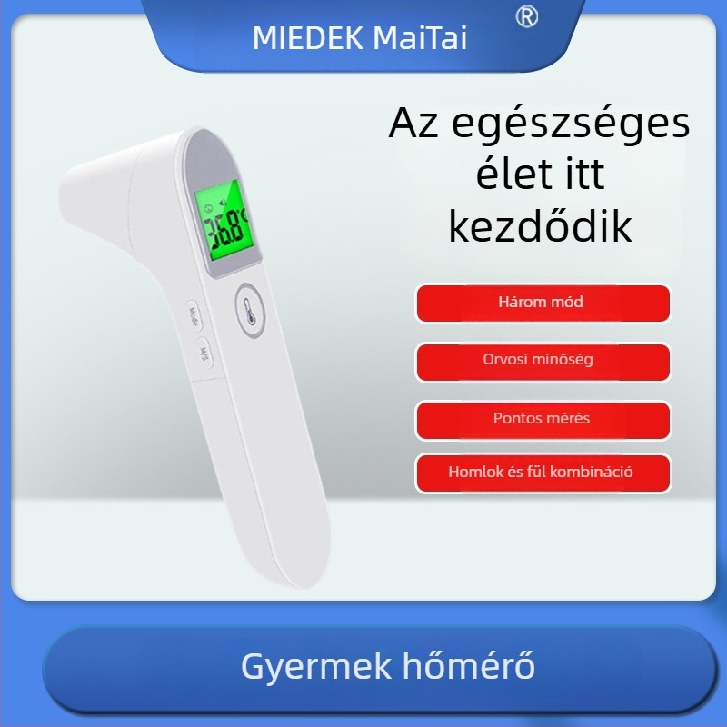 Maitai MDI231 infravörös homlok- és fülhőmérő, kézi orvosi elektronikus hőmérő, 2 x 1.5 V elemek, súly 130 g