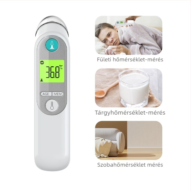 IR109 infravörös homlokhőmérő, kézi, Bluetooth-kompatibilis, 2 x AAA elem, 3000+ használat, alkalmas felnőtteknek, időseknek és gyerekeknek