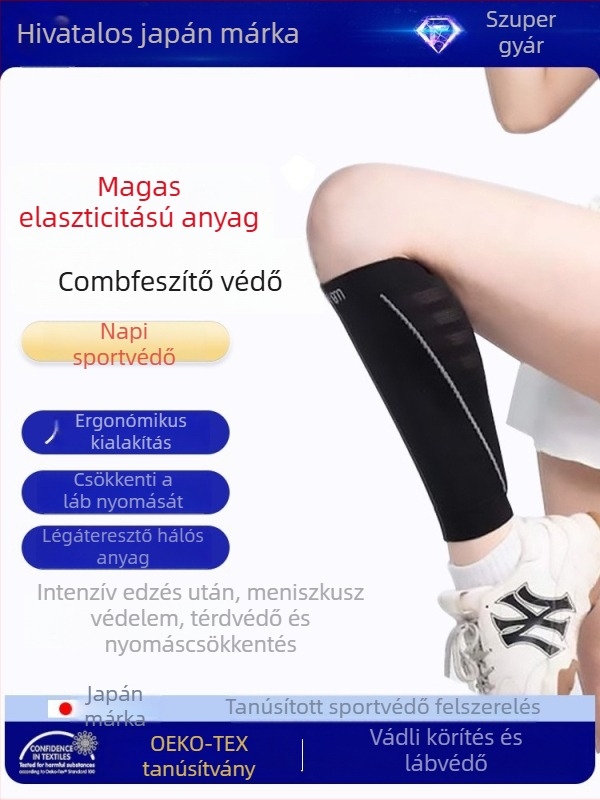Calf Sleeves sporthoz: lélegző poliészter anyag, vádli védelem, hosszú elasztikus zoknik, alkalmas futballra, futásra, kosárlabdára, röplabdára és tenisze