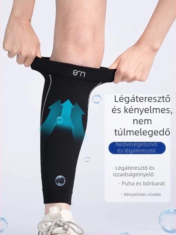 Calf Sleeves sporthoz: lélegző poliészter anyag, vádli védelem, hosszú elasztikus zoknik, alkalmas futballra, futásra, kosárlabdára, röplabdára és tenisze