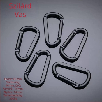 D alakú vas karabiner zármechanizmussal (teherbírás 300, testreszabható)
