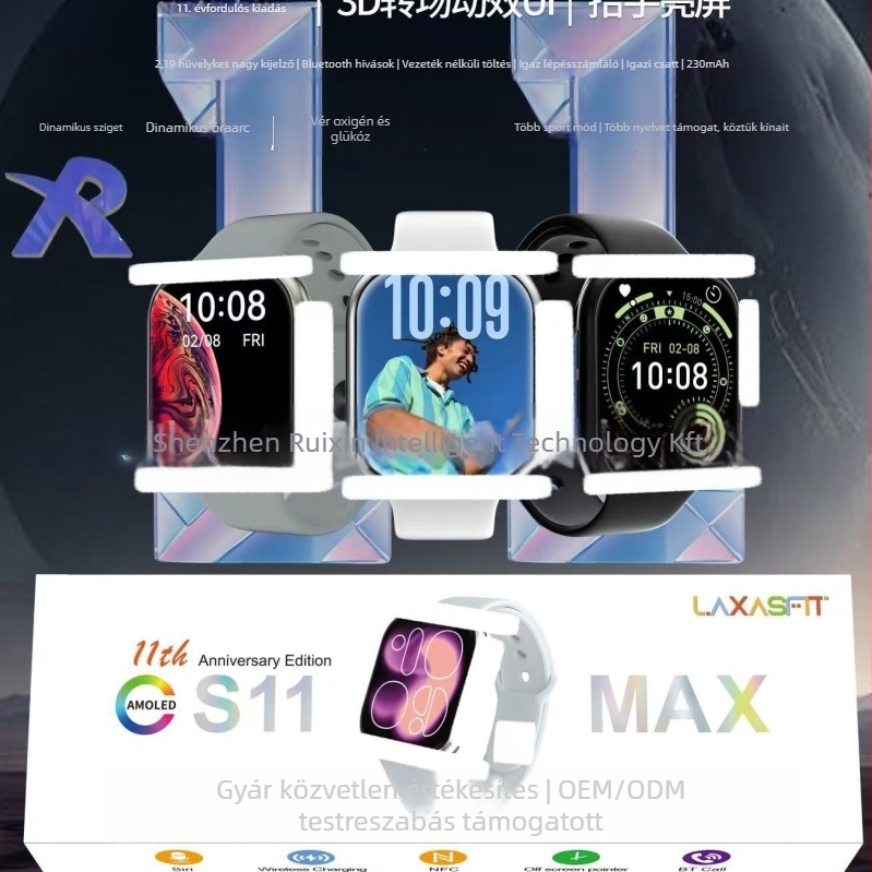 S11Max Okosóra — Bluetooth hívások, pulzusmérés, vérnyomás, vér oxigénszintje, alvásfigyelés