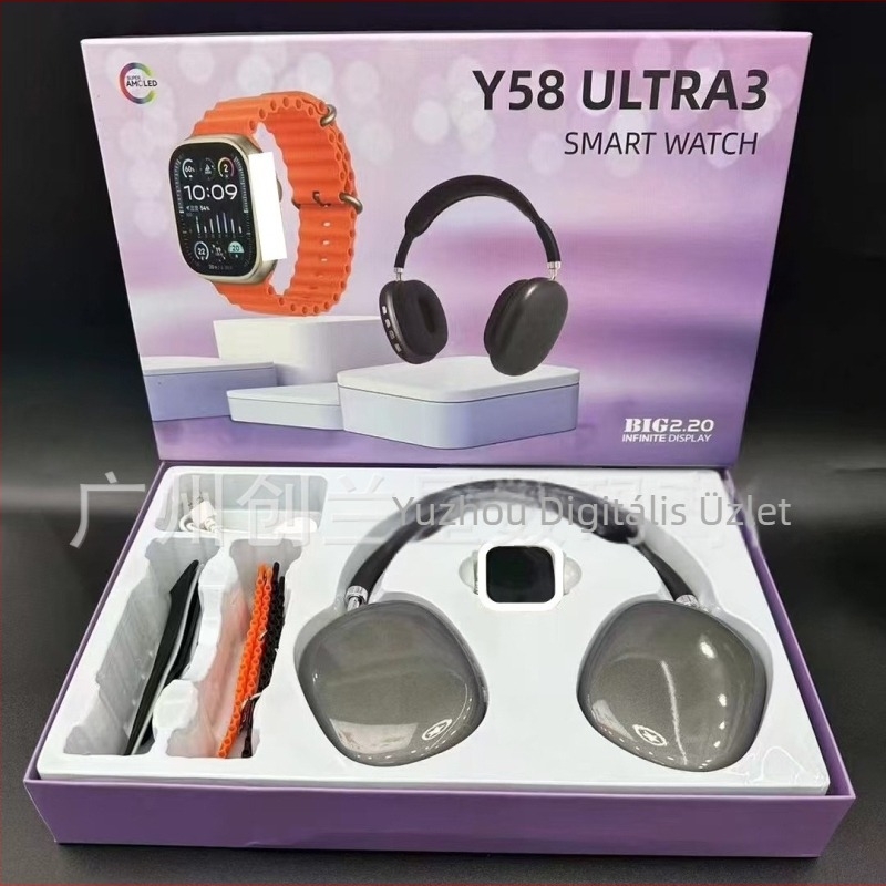 Két az egyben okosóra vezeték nélküli fejhallgatóval – pulzus, vérnyomás, SpO2, alvásfigyelés, AMOLED kijelző