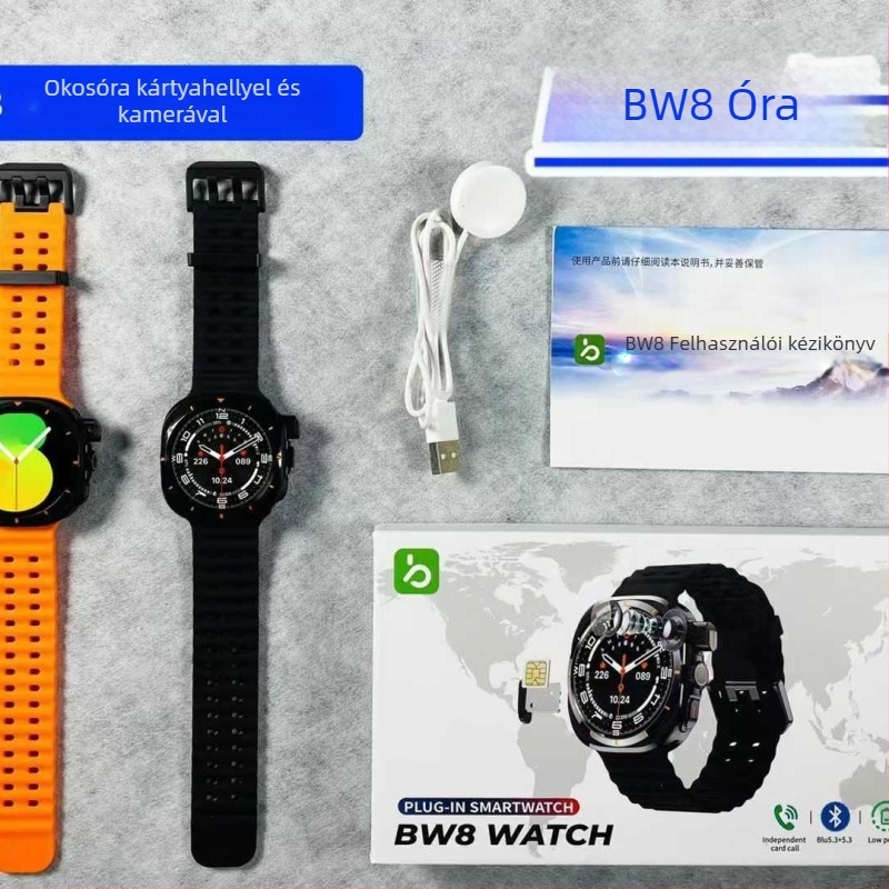 BW8 okosóra AMOLED kerek kijelzővel, Bluetooth hívások, egészségügyi szenzorok (pulzus, vérnyomás, SpO2), 7–14 napos üzemidő, vezeték nélküli töltés