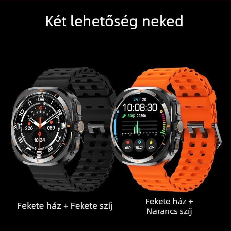 BW8 okosóra AMOLED kerek kijelzővel, Bluetooth hívások, egészségügyi szenzorok (pulzus, vérnyomás, SpO2), 7–14 napos üzemidő, vezeték nélküli töltés