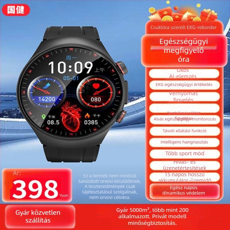 Többfunkciós elektronikus okosóra vérnyomás-, pulzus- és alvásfigyeléssel, AMOLED kijelzővel, úszásálló