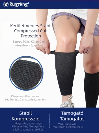 Lábszár-támasz, kötött nylon–elasztán, rugalmas kompresszió, könnyű és lélegző, felnőtteknek, kosárlabda és futás