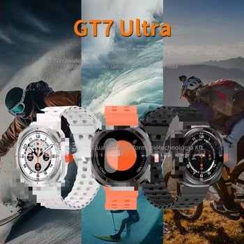 GT7 ULTRA Okosóra — Szívritmus‑figyelés, Vérnyomás mérése, Alvásfigyelés, Vér oxigén szintjének mérése, AMOLED kijelző