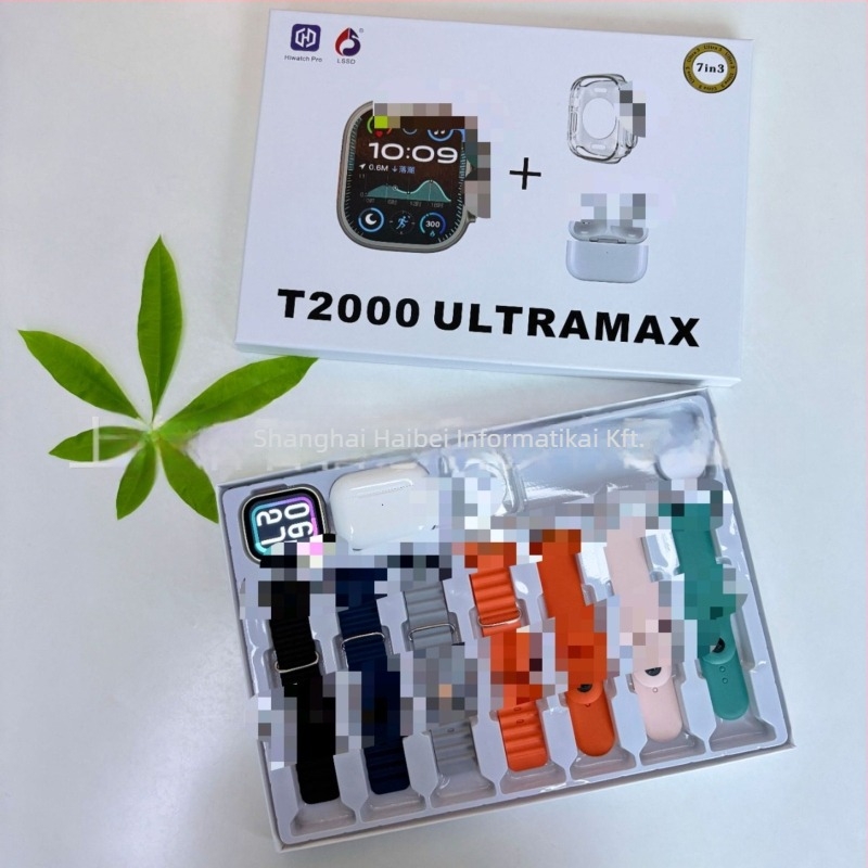 T2000 Ultramax okosóra Ultra3 szíjjal — 7+3 sportos lépésszámláló, pulzus, vérnyomás, vér oxigén-szint, alvásfigyelés, NFC