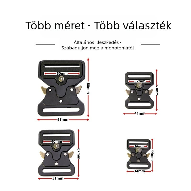 Állítható Kobra fémcsat hátizsákhoz - Taktikai külső használatra, cinkötvözet, vízálló, kopásálló, levehető csat