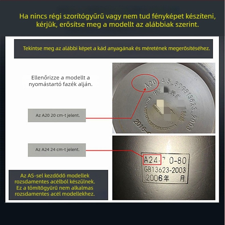 Szilikon tömítőgyűrű alumínium ötvözetű nyomásos fazékhoz A22-A32 – fedél tartozék