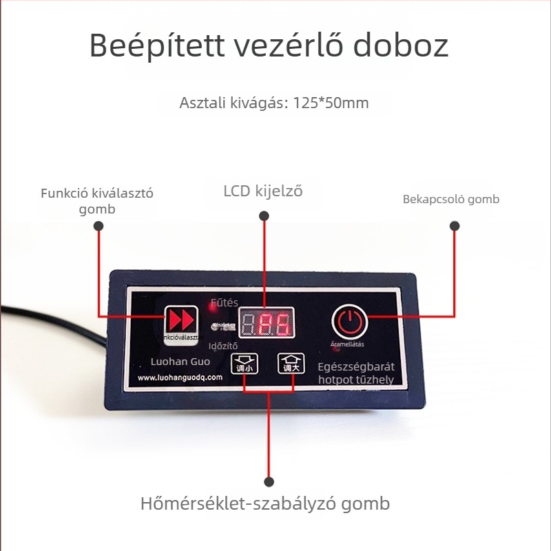 Indukciós főzőlap vezérlő kapcsoló - beépített gomb, fémdíszítés, vezetékes vezérlés